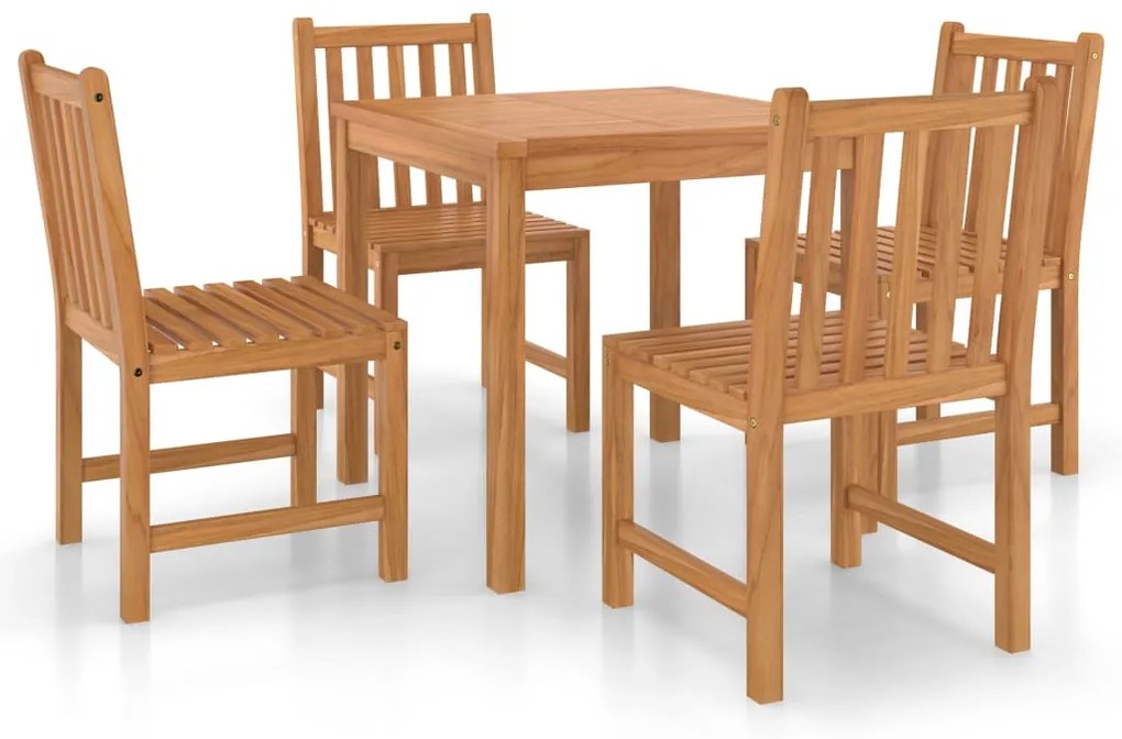 3059922 vidaXL Градински комплект за хранене, 5 части, 80x80 см, масивно тиково дърво
