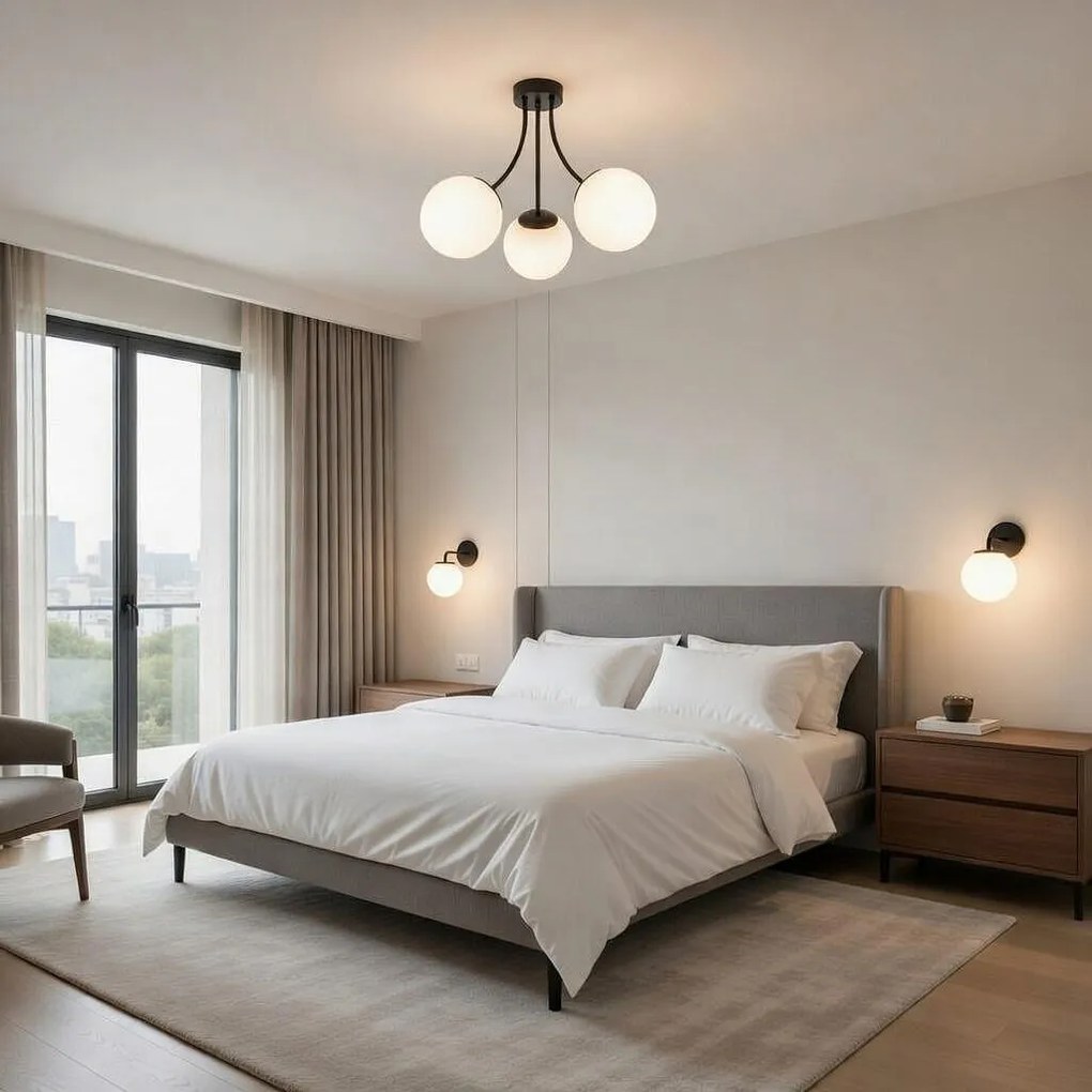 Аплик РИО, черен/бял, 1xE27