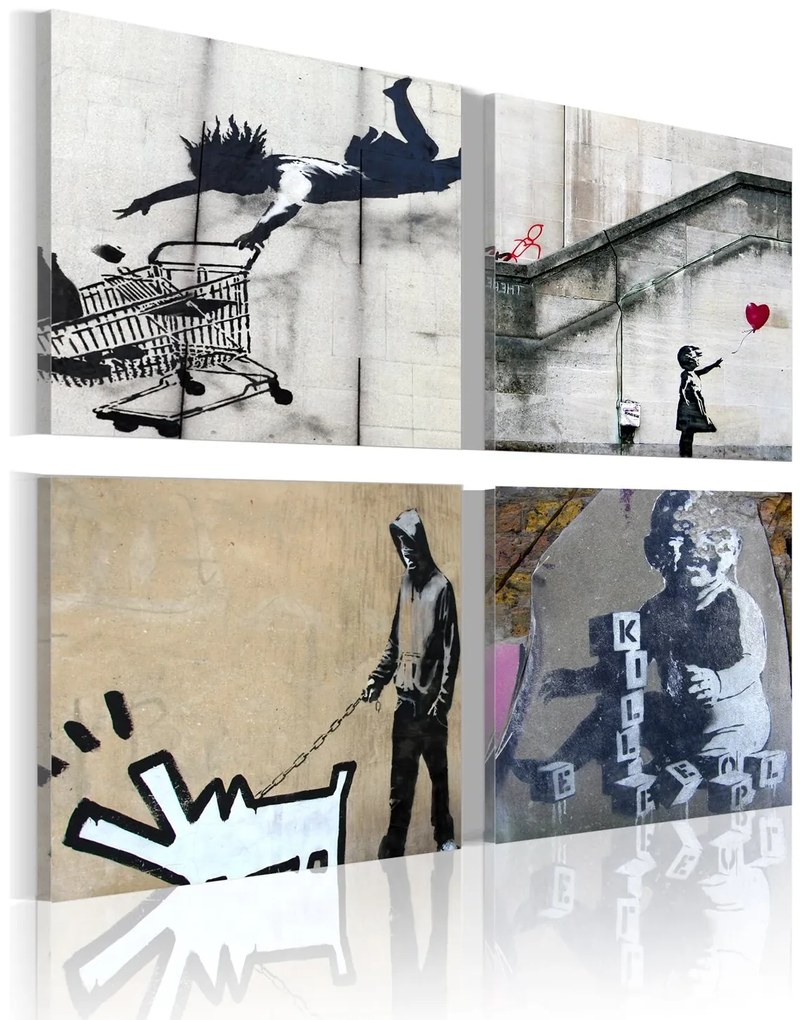 Печат върху платно - Banksy - четири оригинални идеи 40x40