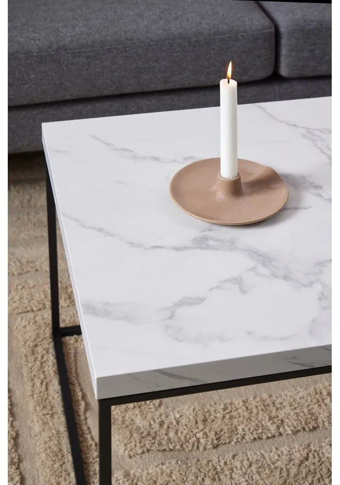 Бяла масичка за кафе с плот от имитация на мрамор 55x110 cm Barossa – Actona