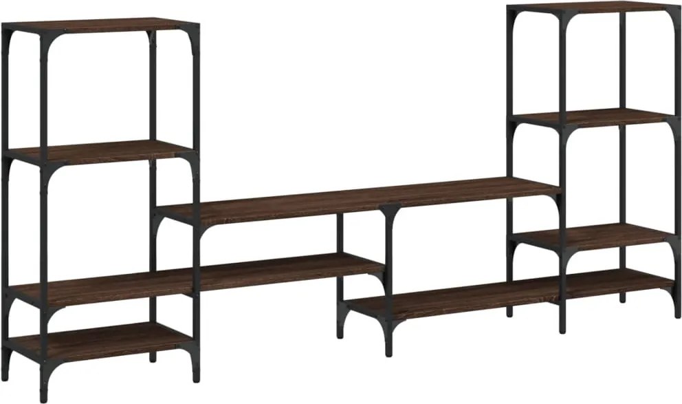 842485 vidaXL ТВ шкаф, кафяв дъб, 206,5x28,5x95 см, инженерно дърво