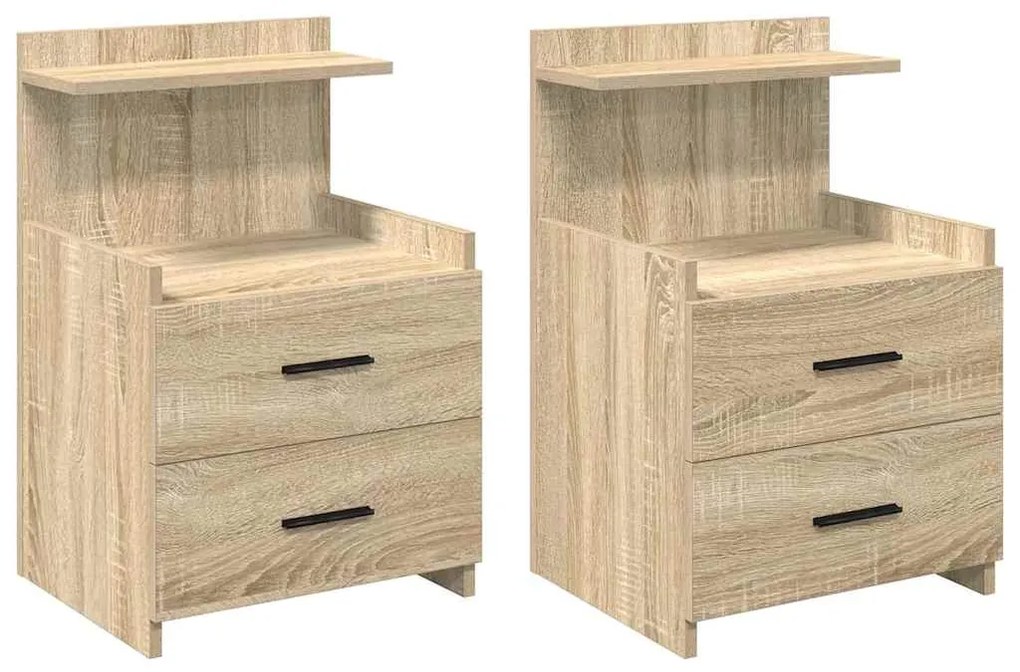 858637 vidaXL Нощни шкафчета, 2 бр. с 2 чекмеджета, дъб Сонома, 40x36,5x62 см