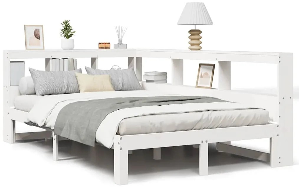 3324401 vidaXL Легло с етажерка за книги, без матрак, 120x190 см, бор масив