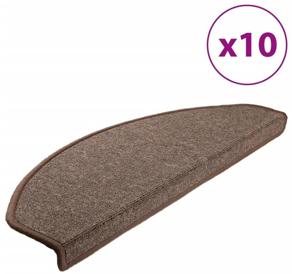 149759 vidaXL Изтривалки за стълби, 10 бр., 65x24x4 см, кафеенокафяви, полукръгли, големи