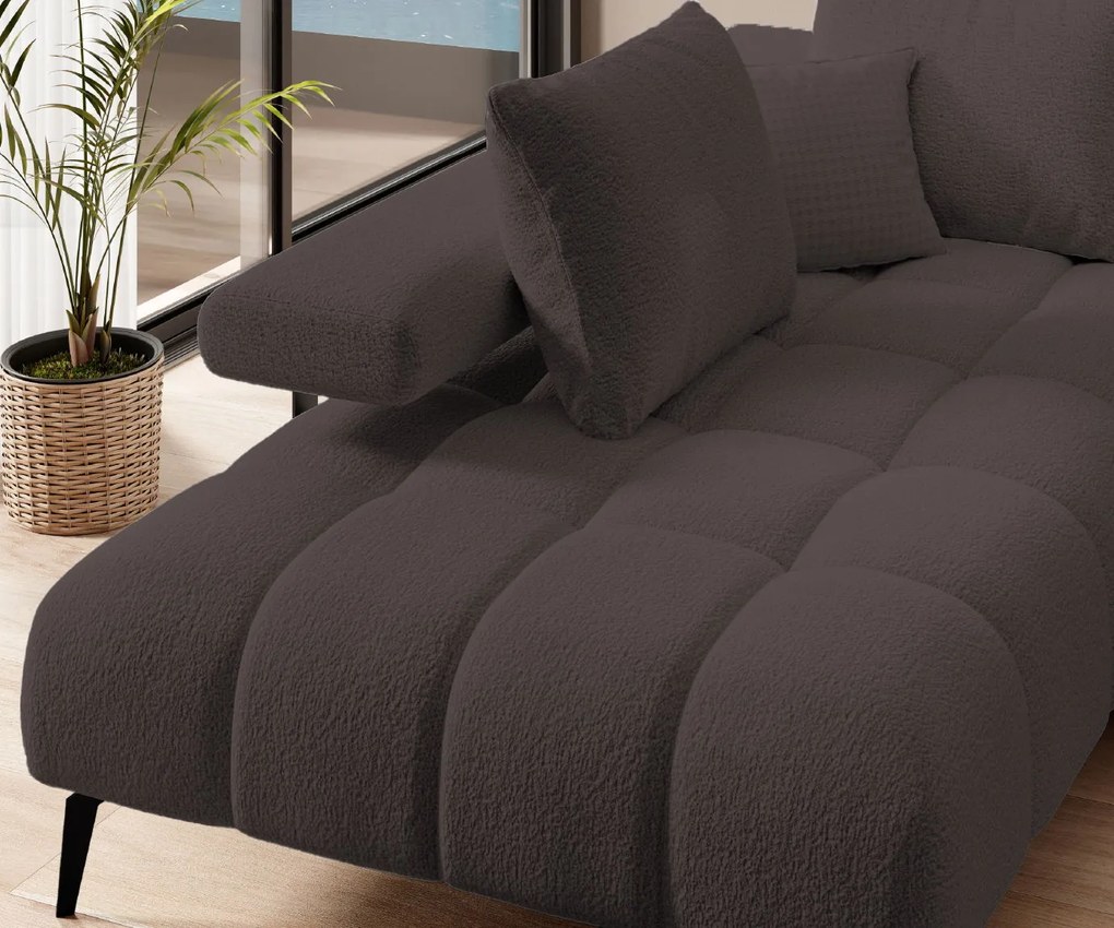 Ъглов диван Магнито-кафяв-десен