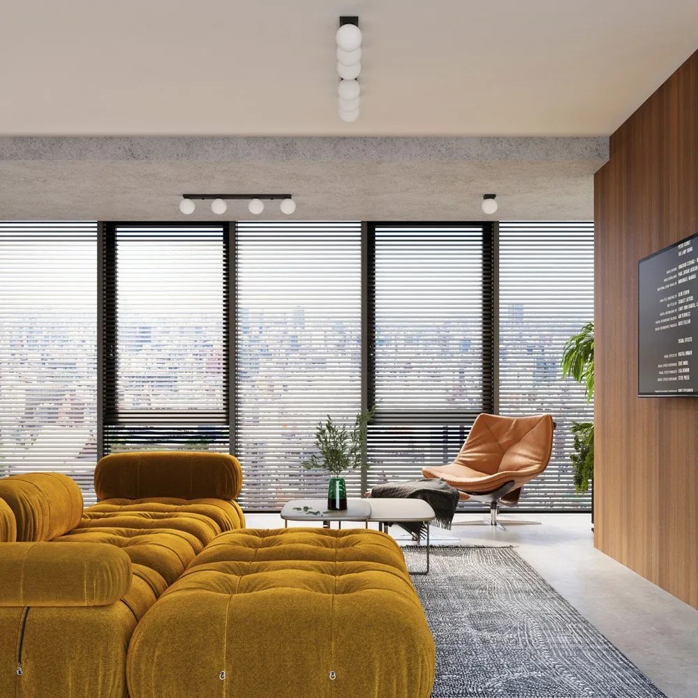 Черно осветително тяло за таван със стъклен абажур ø 12 cm Umerta – Sollux