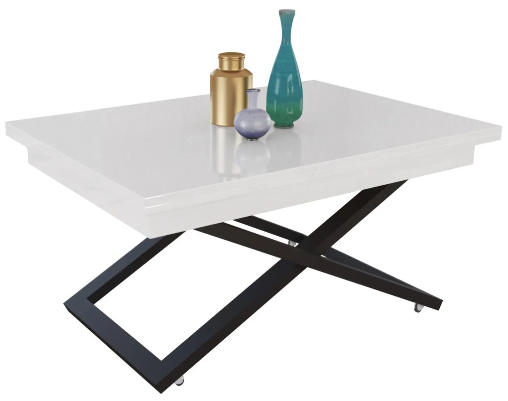 Разтегателна маса с повдигащ механизъм ФЛОРЕНЦИЯ - бяло хайглос