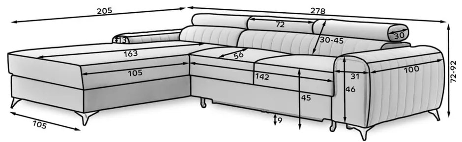 Светлокафяв кадифен разтегателен ъглов диван с място за съхранение (ляв ъгъл) Grayson – ELTAP