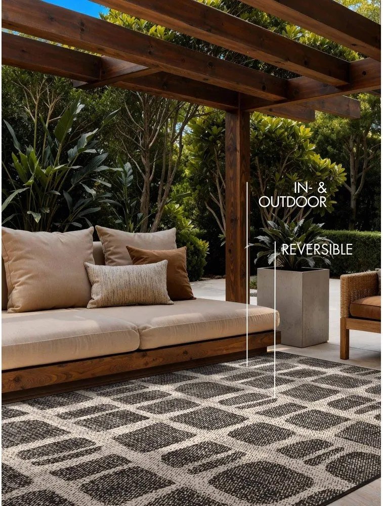 Черен/кремав килим за открито и закрито 120x170 cm Haringey Ruskin – Ted Baker