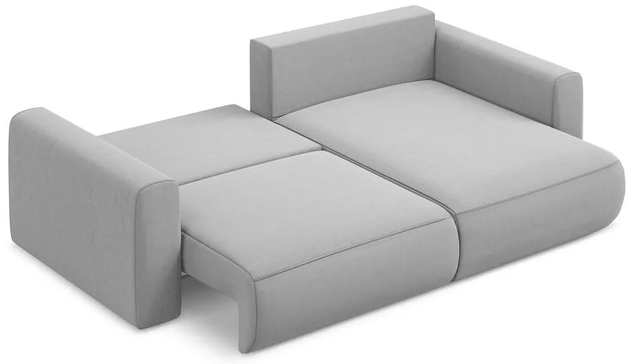 Светлосив кадифен разтегателен ъглов диван с място за съхранение (десен ъгъл) Kapua – Makamii
