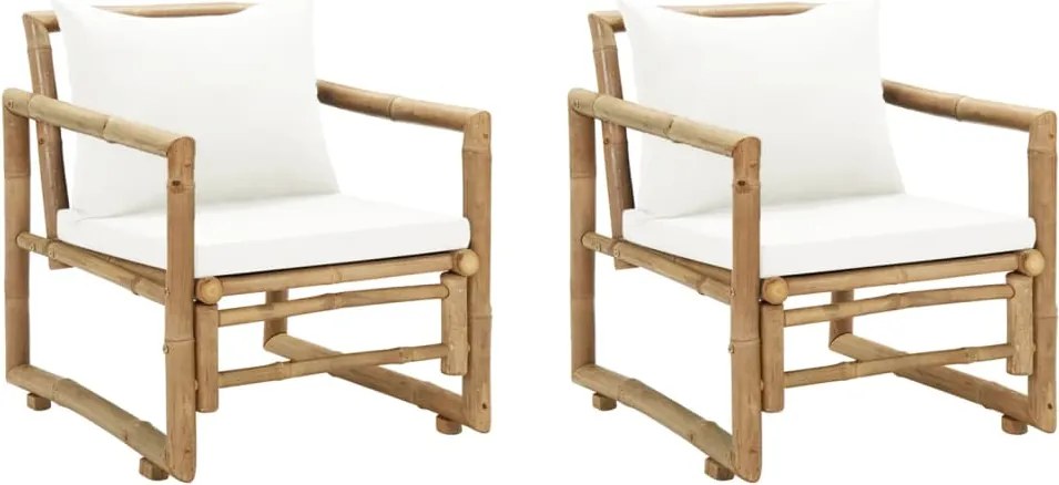43158 vidaXL Градински столове с възглавници, 2 бр, полиратан, бамбук