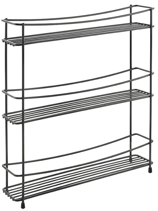 Черен триетажен шкаф за подправки Lava Kumino - Metaltex