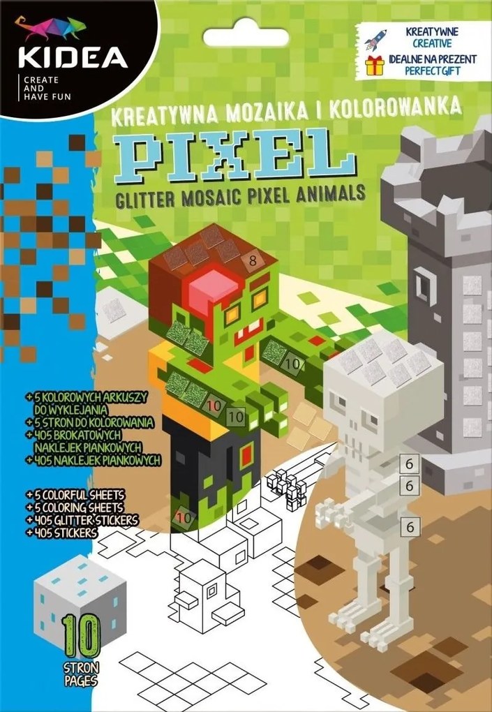 Kidea - Стикерна мозайка и листи за оцветяване Pixel 98781