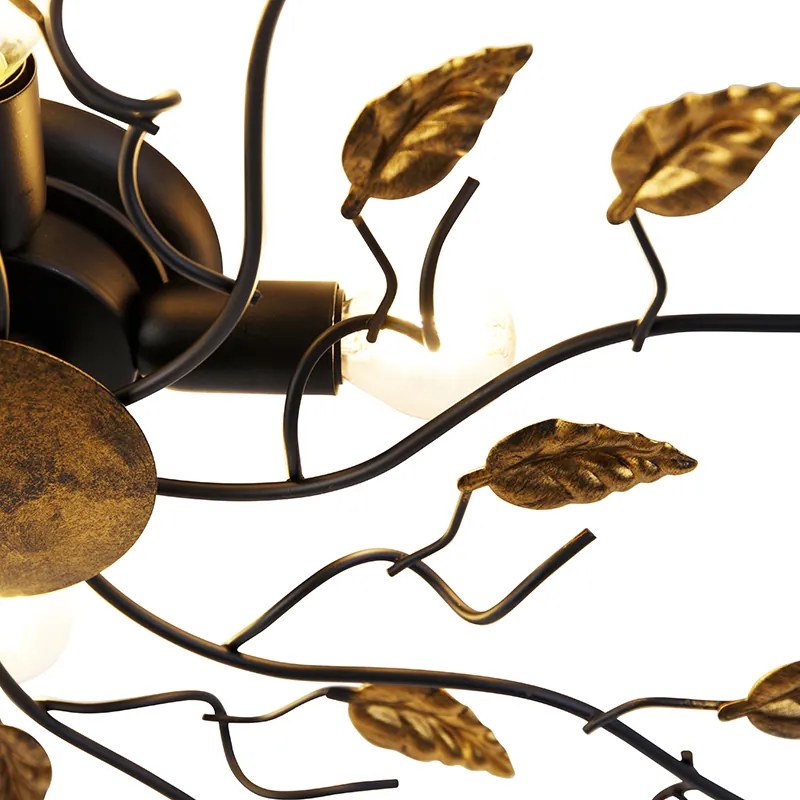 Интелигентна таванна лампа черна със злато 80 см 4-крушки вкл. 4 Wifi P45 - Foglie