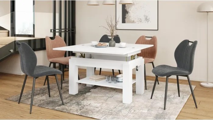 БРАВО Бял - РАЗТЕГАТЕЛНА ХОЛНА МАСА С ПОВДИГАЩ МЕХАНИЗЪМ И С РАФТ