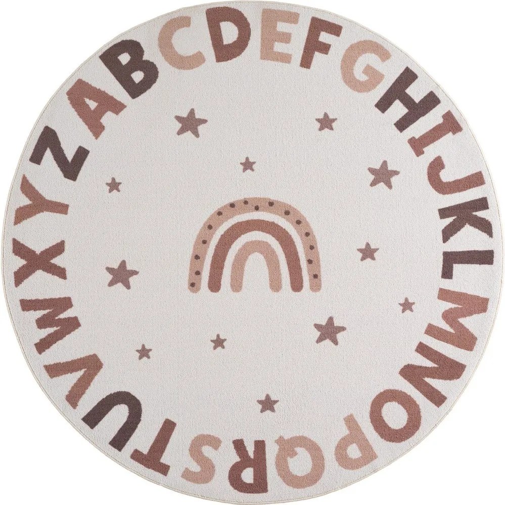 Кремав детски килим подходящ за пране ø120 cm Coco 1133 – Ayyildiz Carpets