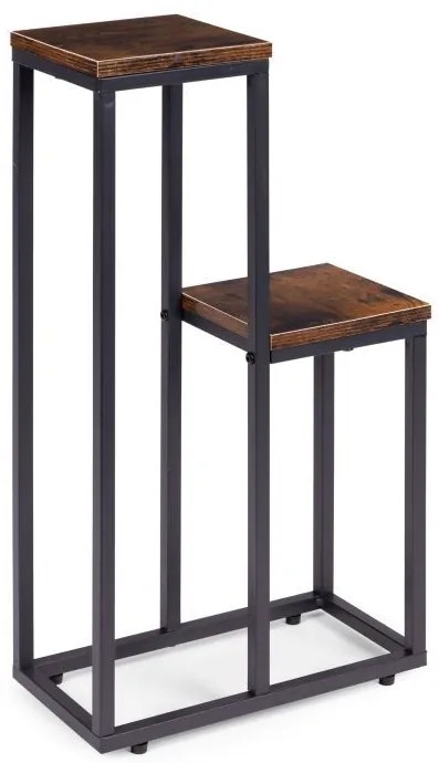 Стойка за цветя в таванско помещение - метална стойка за цветя с 2 рафта и дървен декор