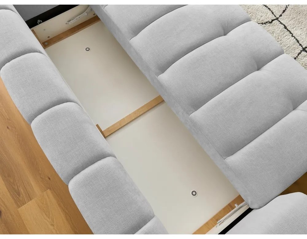 Светлосив сгъваем/с място за съхранение диван 251 cm Fuji – Bobochic Paris