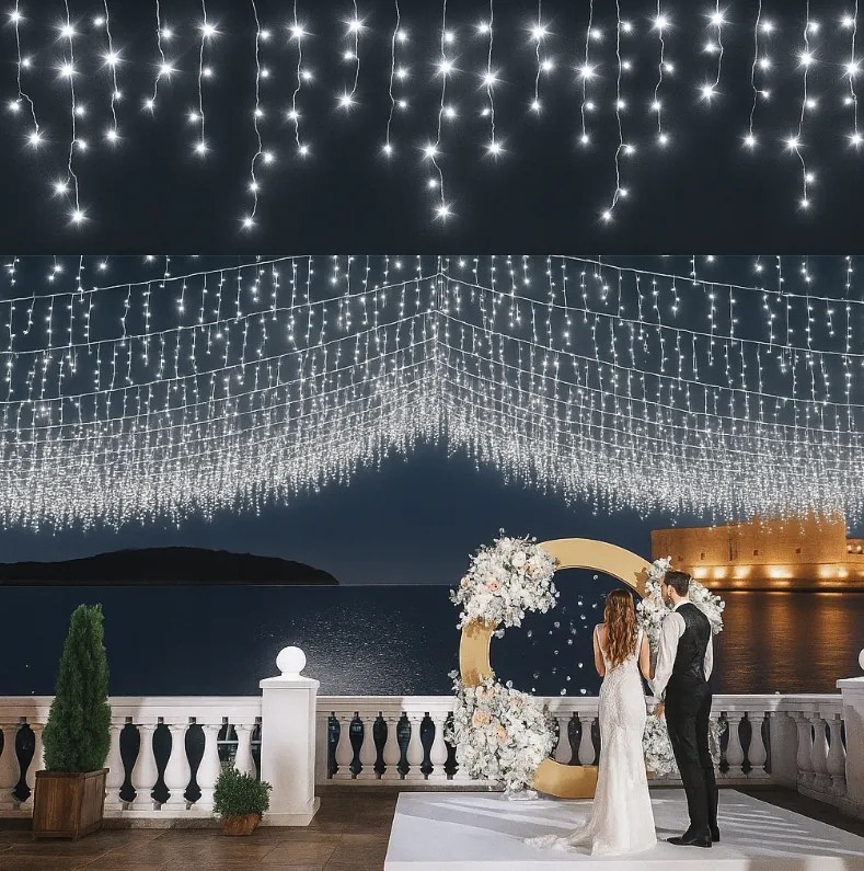 Коледно външно LED осветление, студено бяло IP44 500 LED/23m