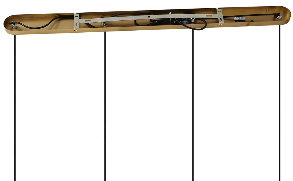 Бронзова висяща лампа с димно кехлибарено и зелено стъкло правоъгълна 4-лампи - Bao