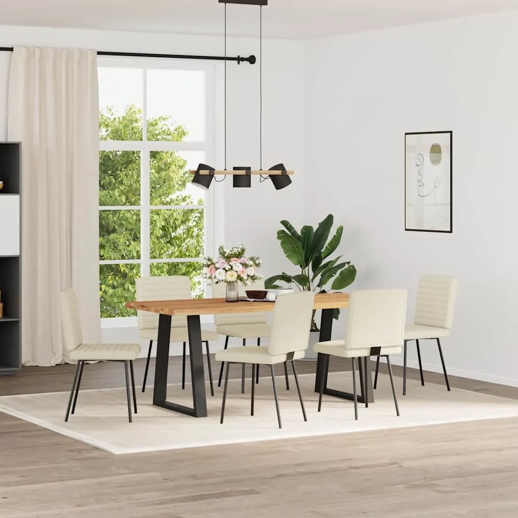 3315537 vidaXL Трапезни столове, 6 бр, кремави, изкуствена кожа