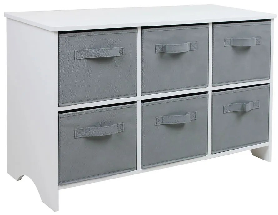 GINGER HOME Скрин с 6 кутии за съхранение WHITE/GREY