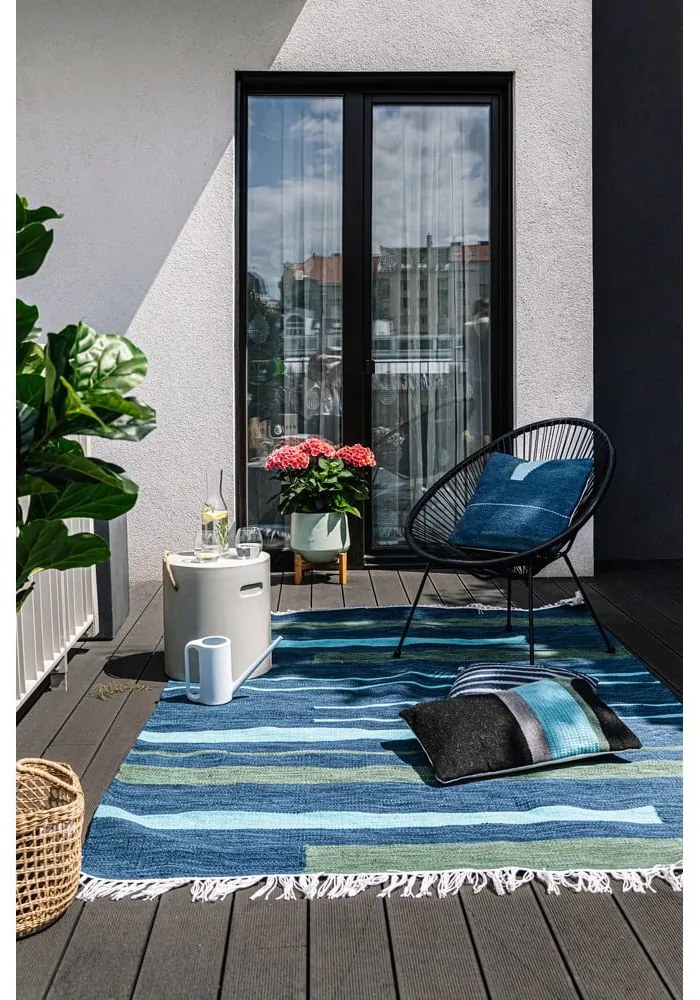 Тъмносин двустранен килим за открито, изработен от рециклирана пластмаса , 160 x 230 cm Marlin - Green Decore