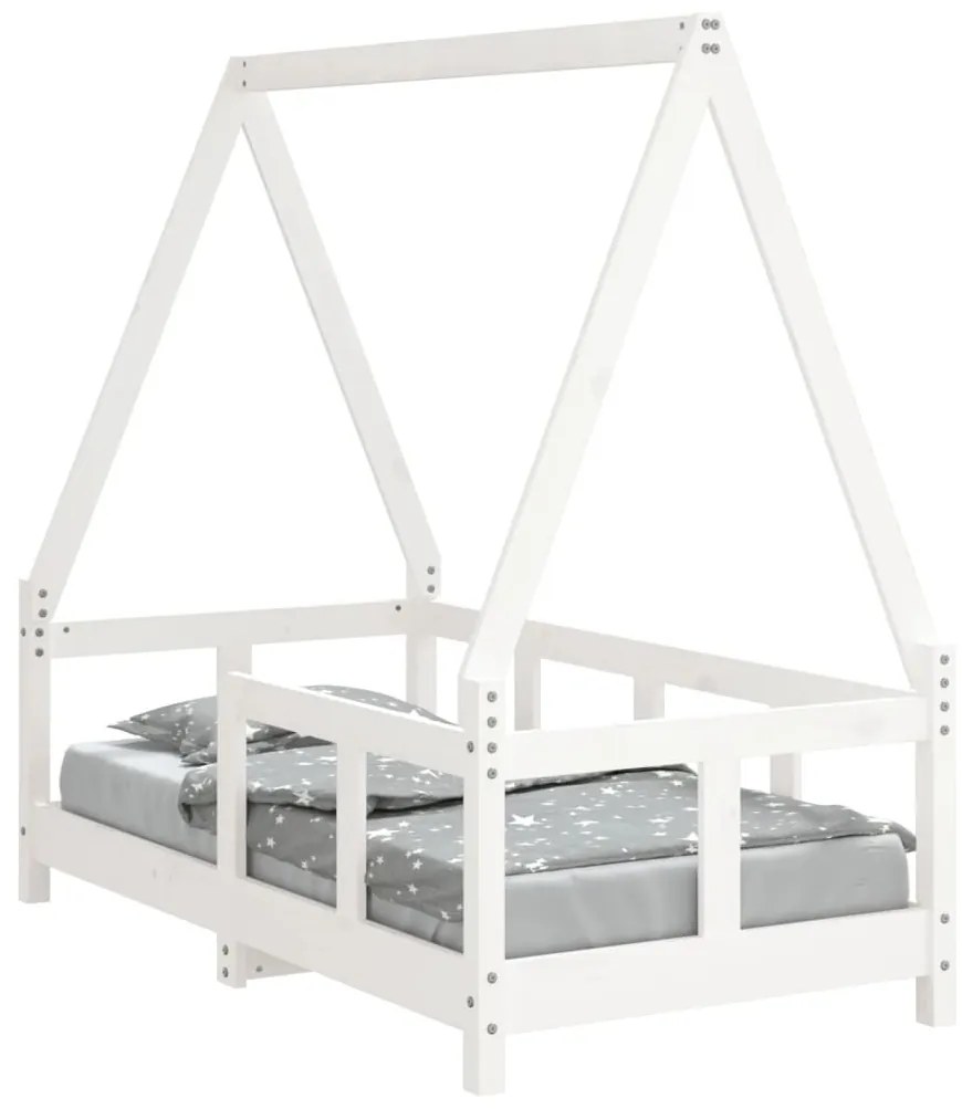 834457 vidaXL Рамка за детско легло, бяла, 70x140 см, бор масив