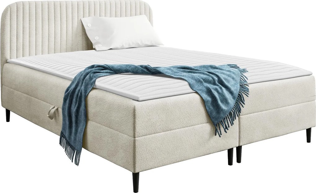 Тапицирано легло Box Best I-Кремаво-140 x 200