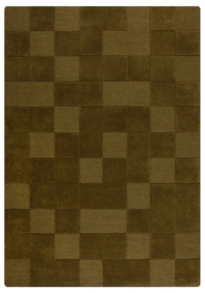 Ръчно изработен вълнен килим в цвят каки 120x170 cm Checkerboard – Flair Rugs