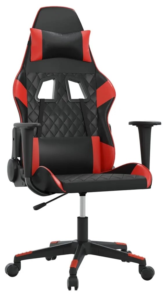 3143754 vidaXL Гейминг стол, черно и червено, изкуствена кожа