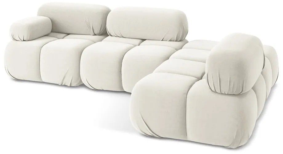 Бял кадифен модулен ъглов диван (десен ъгъл) Lokua – Makamii