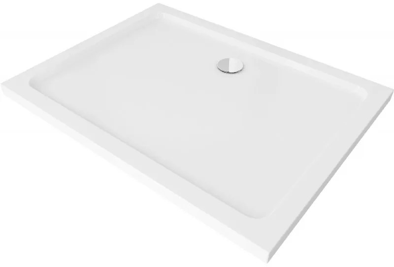 Mexen Flat правоъгълен душ кабина slim 100 x 90 см, бял, хромиран сифона - 40109010