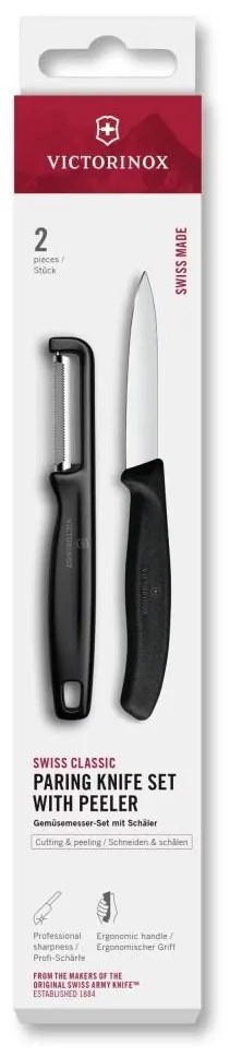 Victorinox - Комплект кухненски нож с белачка SWISS CLASSIC черен