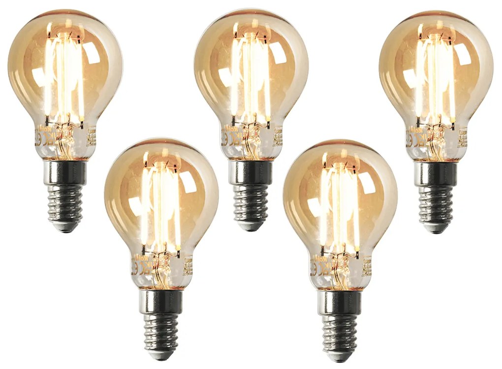 Комплект от 5 Smart E14 димируема в Kelvin LED лампа P45 goldline 4.9W 470 lm 1800-4000K