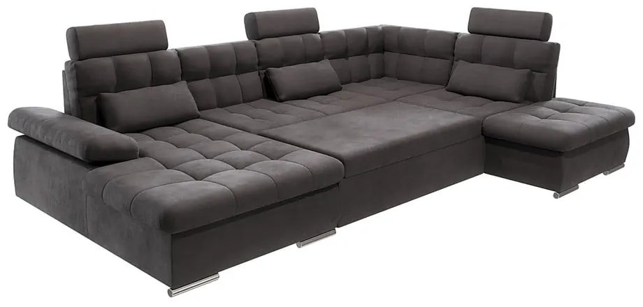 Антрацитен разтегателен ъглов диван с място за съхранение (десен ъгъл/U форма) Merkur – Ropez