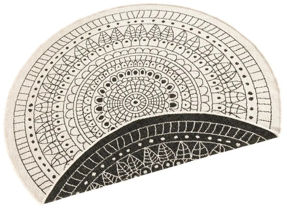 Черно-кремав килим за открито , ⌀ 140 cm Porto - NORTHRUGS