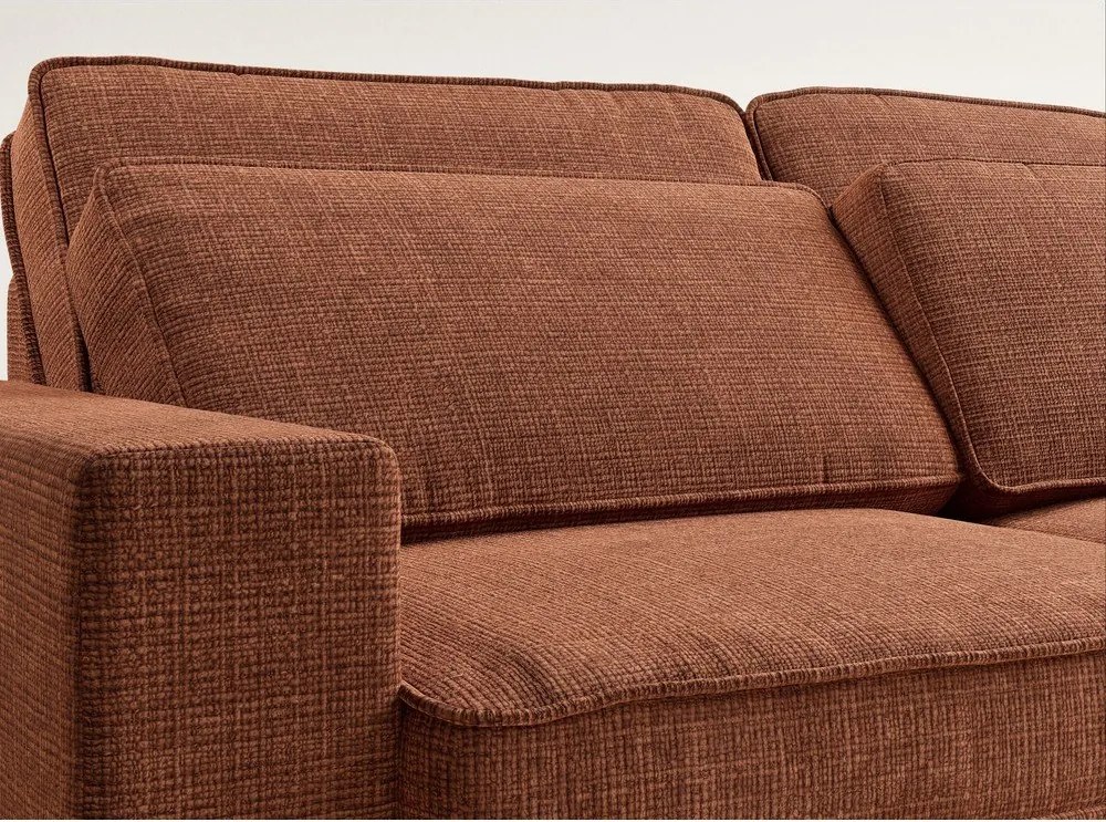 Шенилов ъглов диван в меден цвят (десен ъгъл/L форма) Kirou – Maison de Rêve