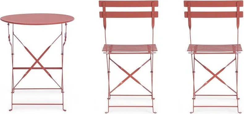 Теракотен стоманен градински комплект за хранене за 2 Austin – Bizzotto