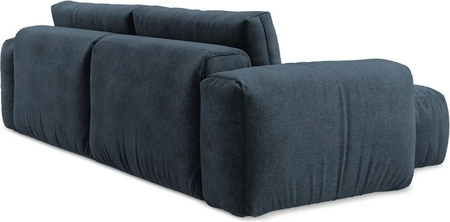 Тъмносин шенилов сгъваем ъглов диван (ляв ъгъл) Kuki – Makamii