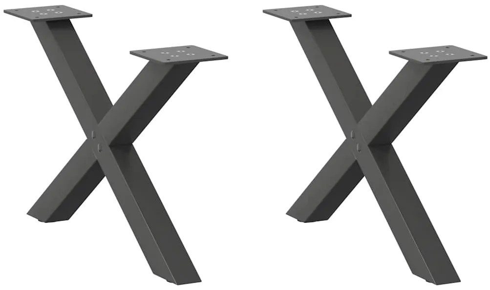 4012878 vidaXL Крака за масичка за кафе, X-образни, 2 бр., антрацит, 50x(30-31) см, стомана