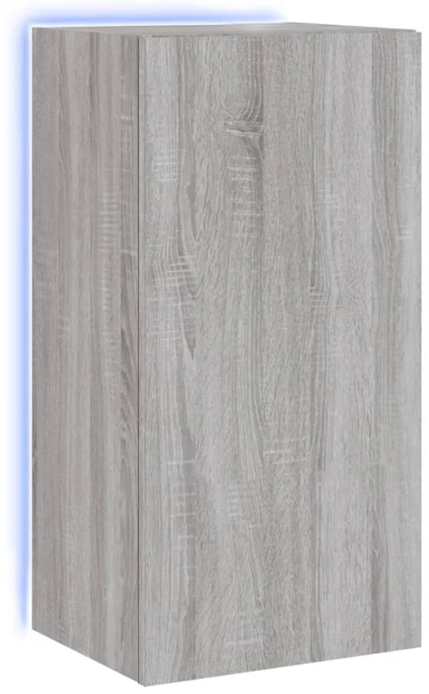 837265 vidaXL Стенен ТВ шкаф с LED осветление, сив сонома, 40,5x35x80 см