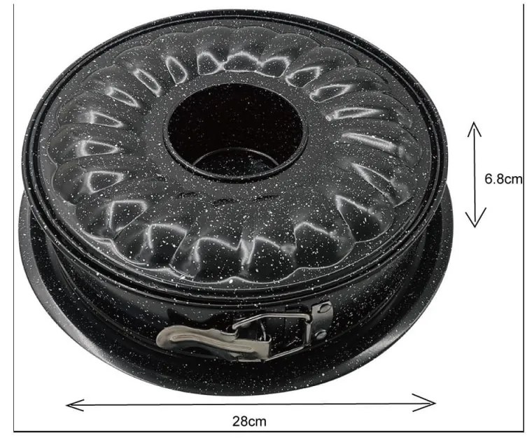 Форма за блат и кекс Kinghoff KH 1779, 26 см, Падащо дъно, Стомана, Черен