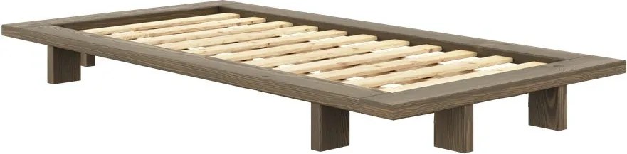 Кафяво единично легло от масивен бор с включена подматрачна рамка 90x200 cm Japan – Karup Design