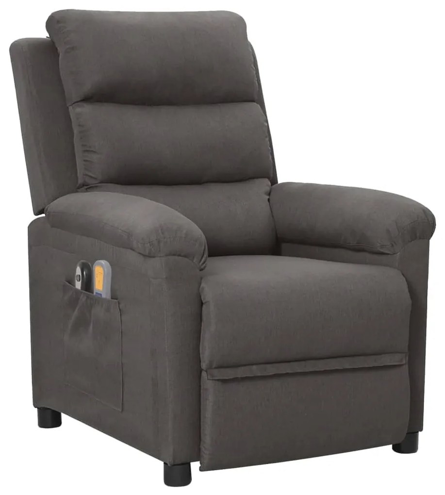 3098976 vidaXL Електрически масажен стол, тъмносив, текстил