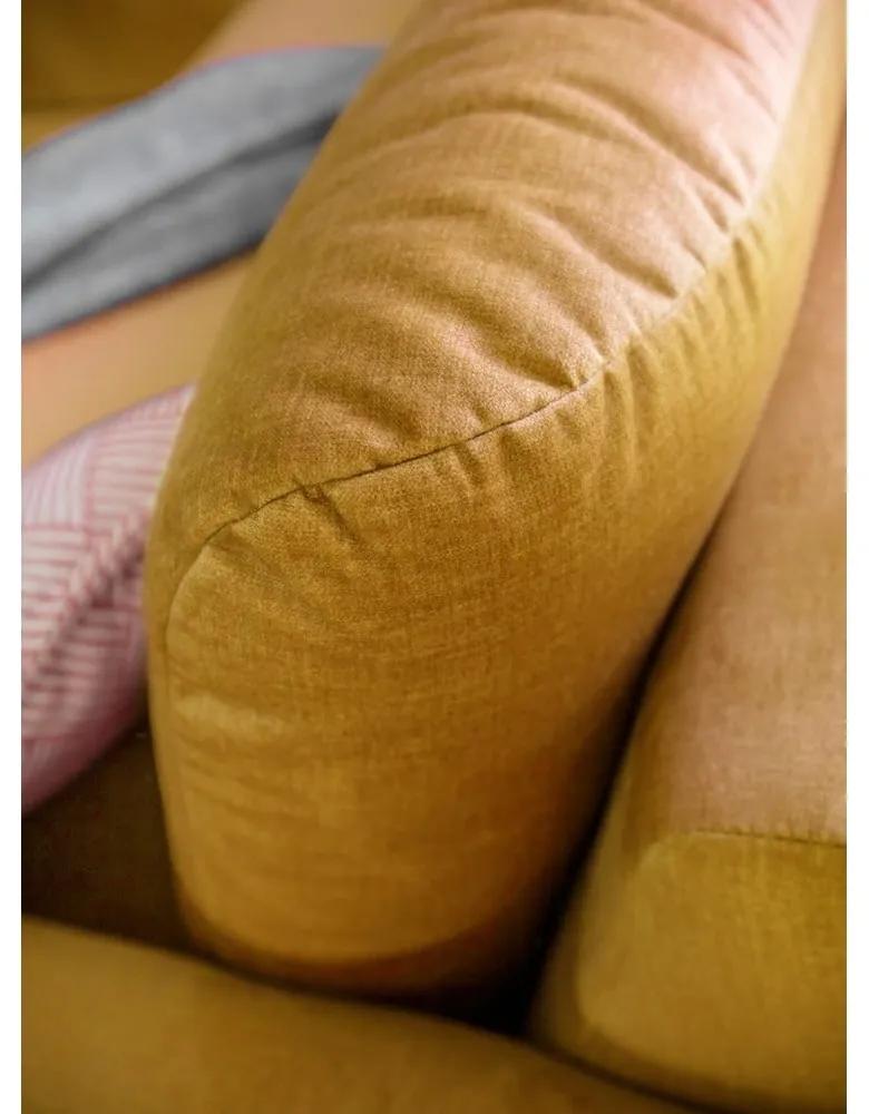 Ъглов диван от жълто кадифе с подложка за крака, ляв ъгъл Cosy Claire - Miuform
