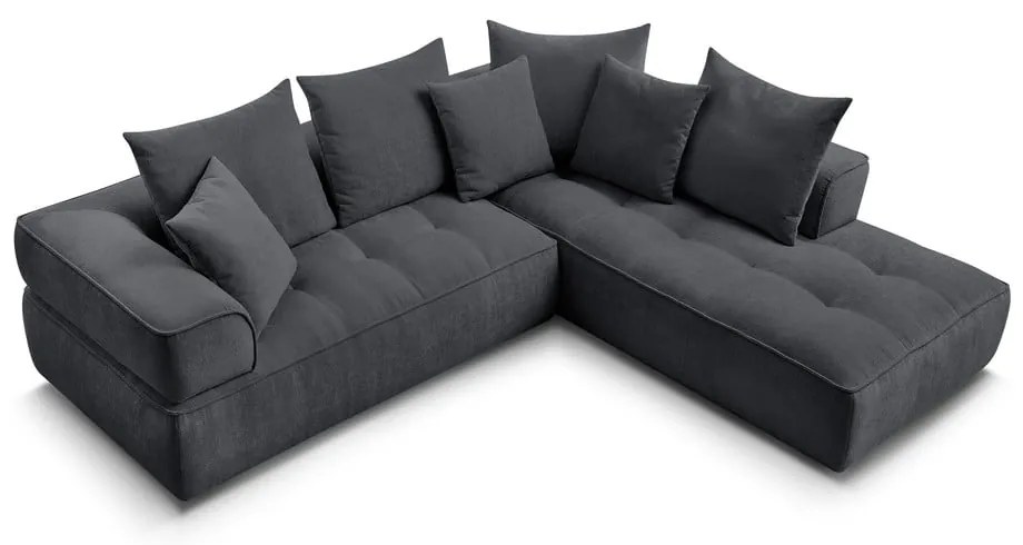 Тъмносив шенилов ъглов диван (десен ъгъл/L форма) Whesley – Bobochic Paris