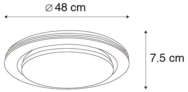 Интелигентен таванен аплик бял 48 см с LED и RGB димер - Jochem