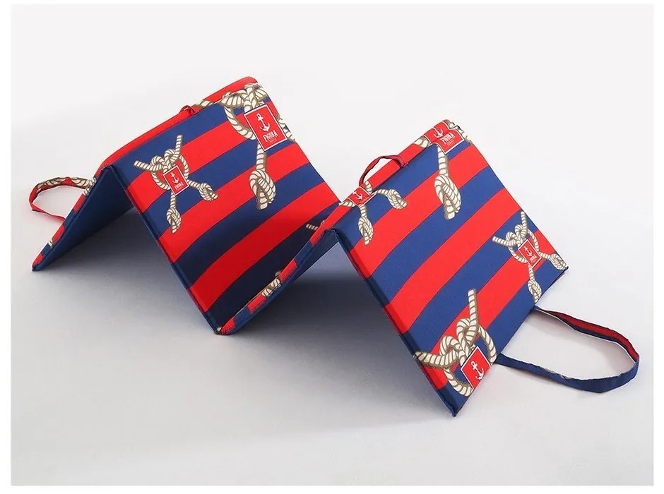 Възглавница за градински шезлонг в червен и син цвят 49x137 cm Ship Rope – B.E.S.