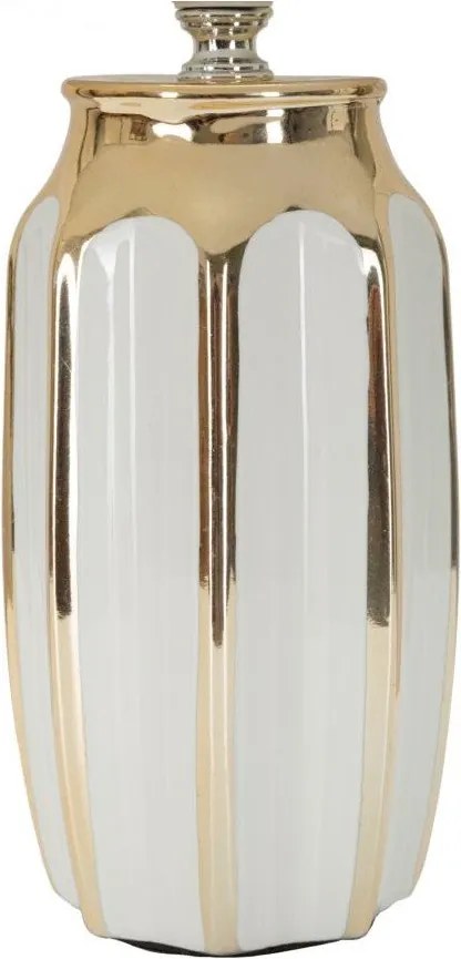 Бяла/ в златист цвят керамична настолна лампа с текстилен абажур (височина 40,5 cm) Cassy – Mauro Ferretti